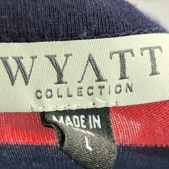 Wyatt Collection Red & Navy Striped Long Sleeve Top Size Large - Picture 5 of 9